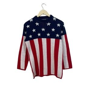 Vintage Jersild 40 Sweater American Flag Neenah Wisconsin Womens Vintage